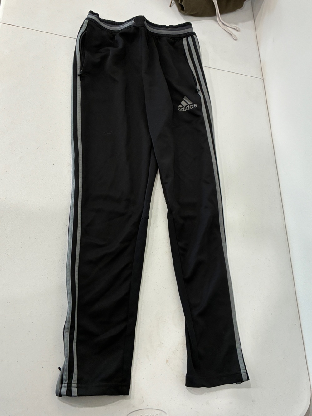 Adidas Youth Climacool Black Track Pants with Gray 3-Stripes